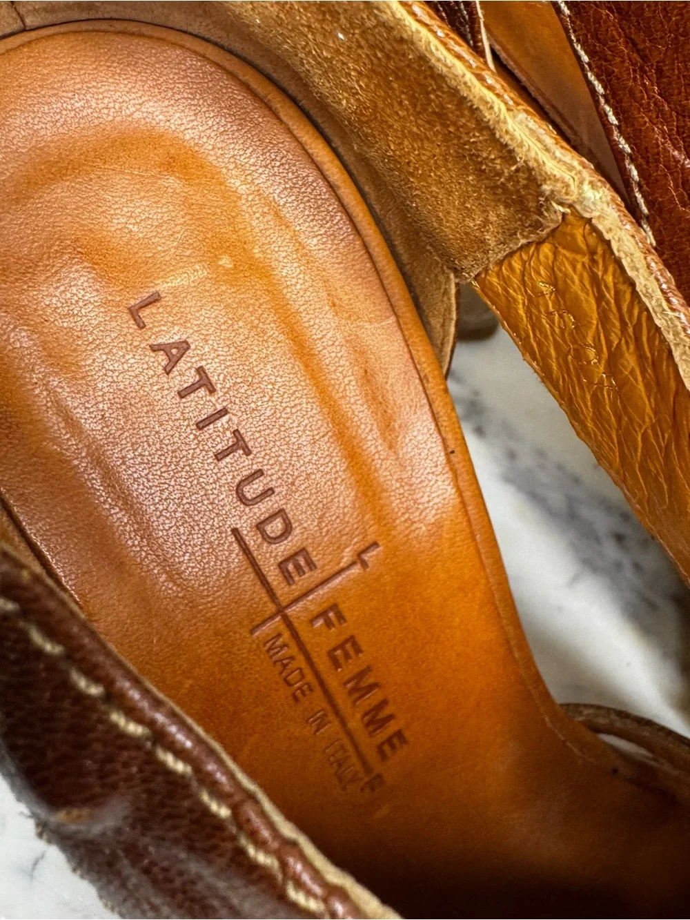 Latitude Femme Sandals Size 39/ US 8.5 Made in Italy Leather heels shoes